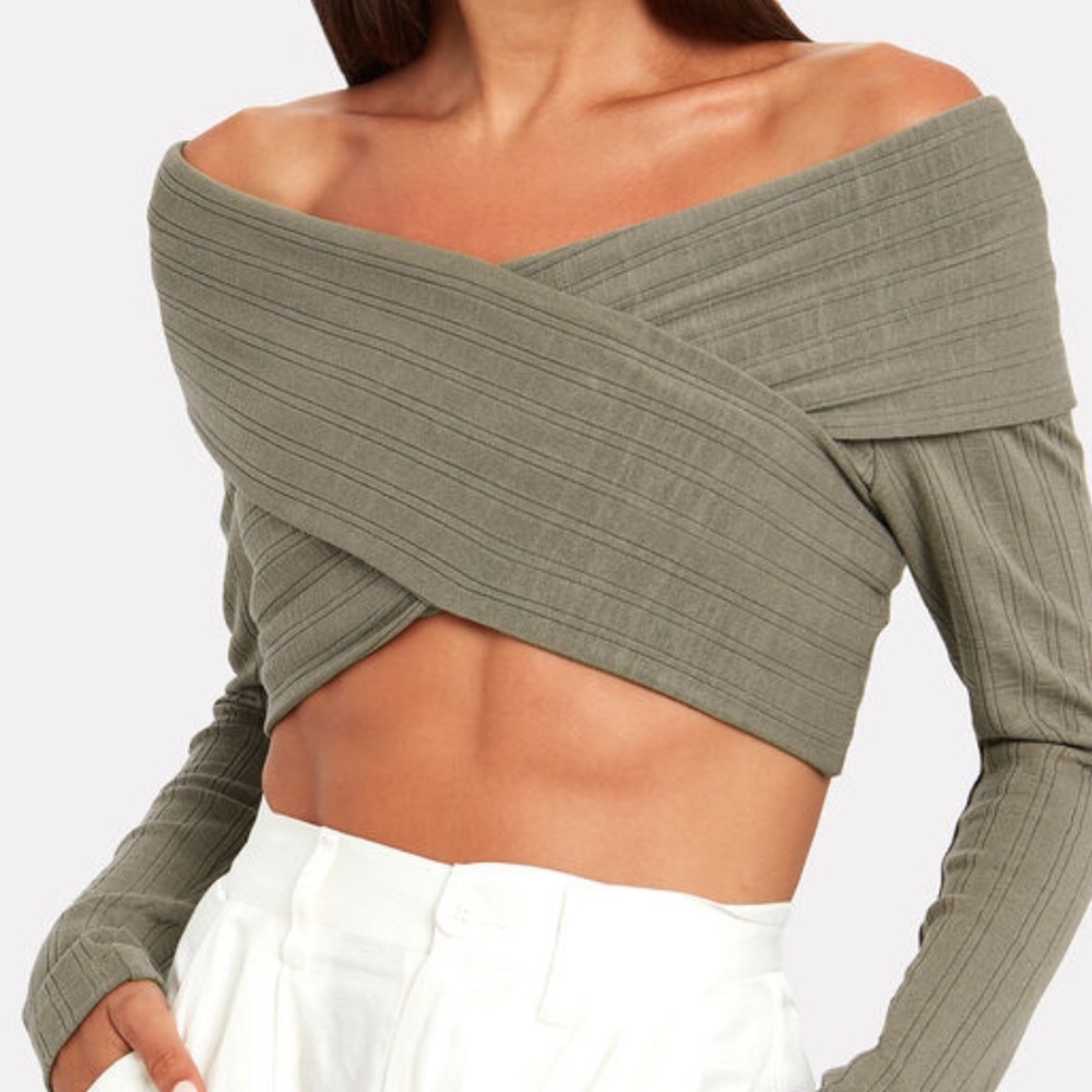 Womens Mara Hoffman noemi criss cross top gray color